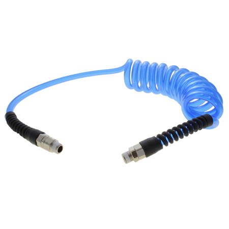 Technithane Spiral Hose, Technithane, 1/4" x 3/8" x 20', 1/4" MPT, Clear Blue TT-14-20-CB-RS